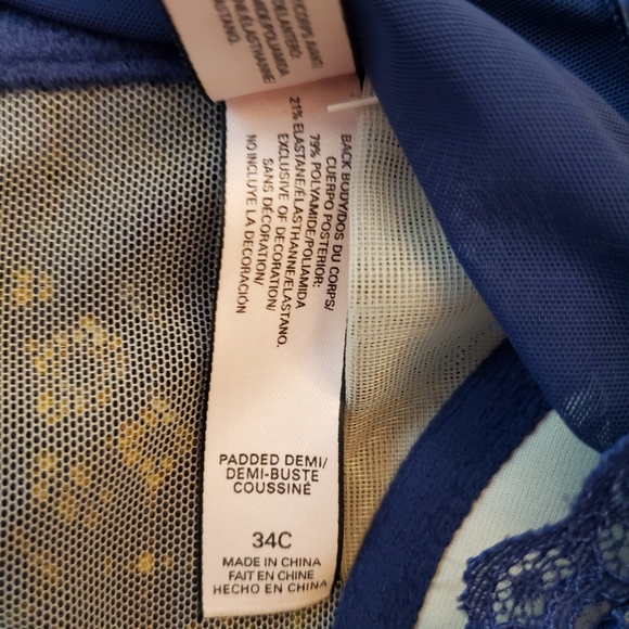NWOT Victoria Secret Corset Blue Lace-Up Front Padded Demi Bra, Size 34C - Picture 7 of 10